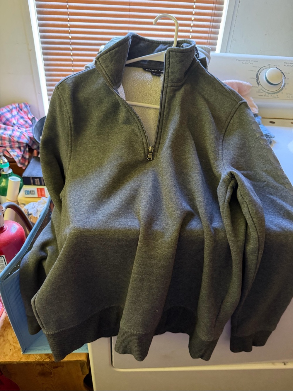 Michael Kors Olive Green Half-Zip Pullover Sweatshirt